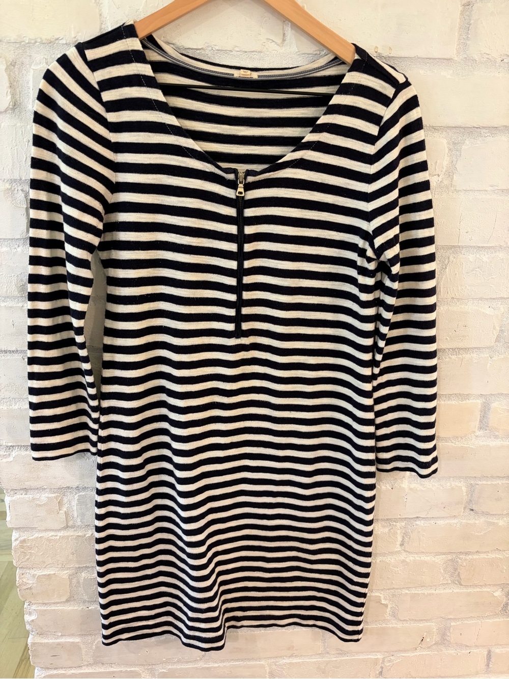 J.Crew navy and white striped cotton shift dress (B4)